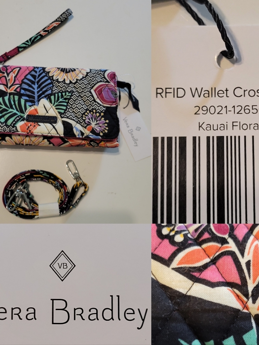 NEW RFID VERA BRADLEY KAUAI CROSSBODY TRAVEL WALLET TROPICAL PURSE NWT